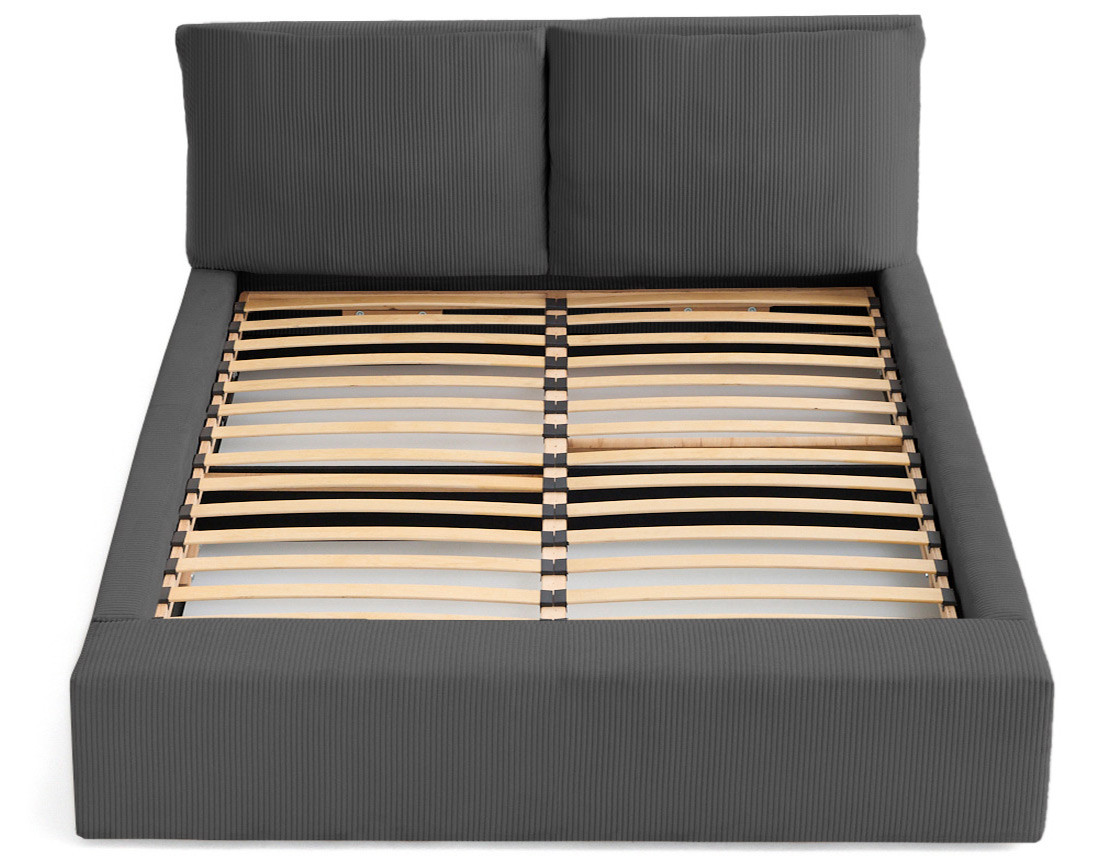 Lit coffre 160x200 en velours côtelé sommier inclus Pivoine