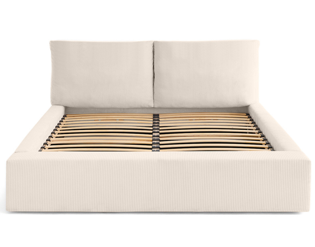 Lit coffre 180x200 en velours côtelé sommier inclus Pivoine