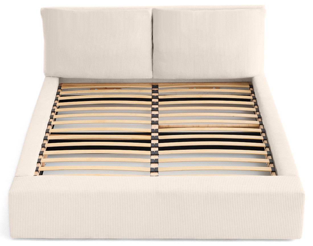 Lit coffre 180x200 en velours côtelé sommier inclus Pivoine
