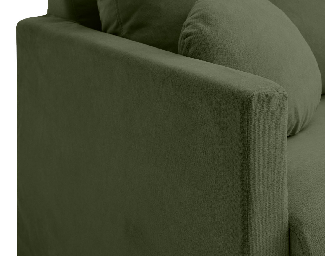 Canapé droit déhoussable 3 places en tissu Serena