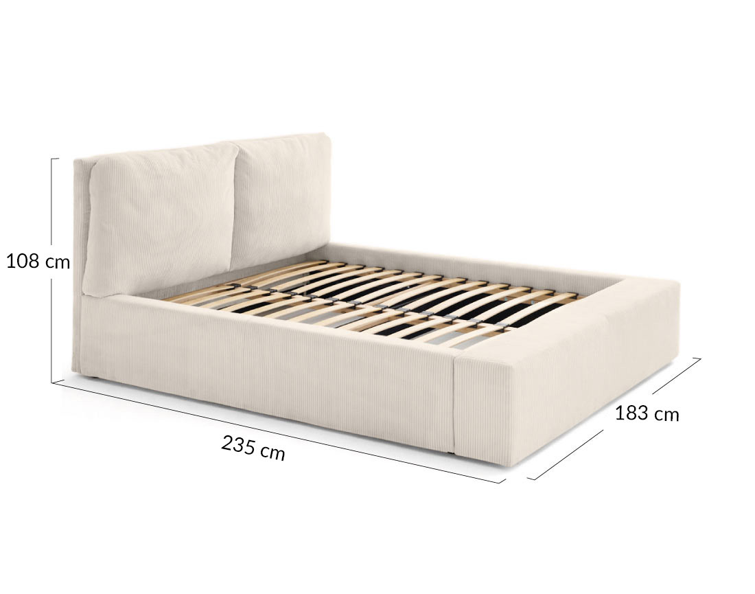 Lit coffre 160x200 en velours côtelé sommier inclus Pivoine