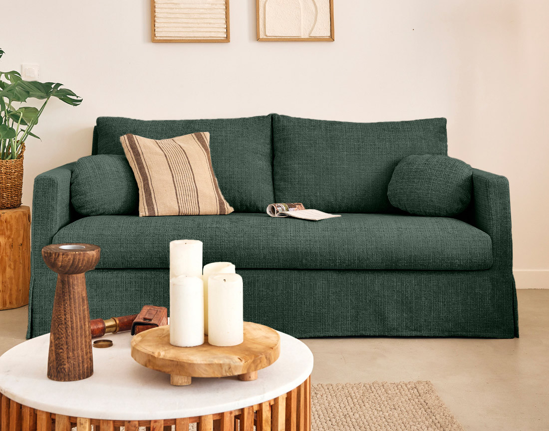 Housse en velours texturé pour canapé 3 places Serena