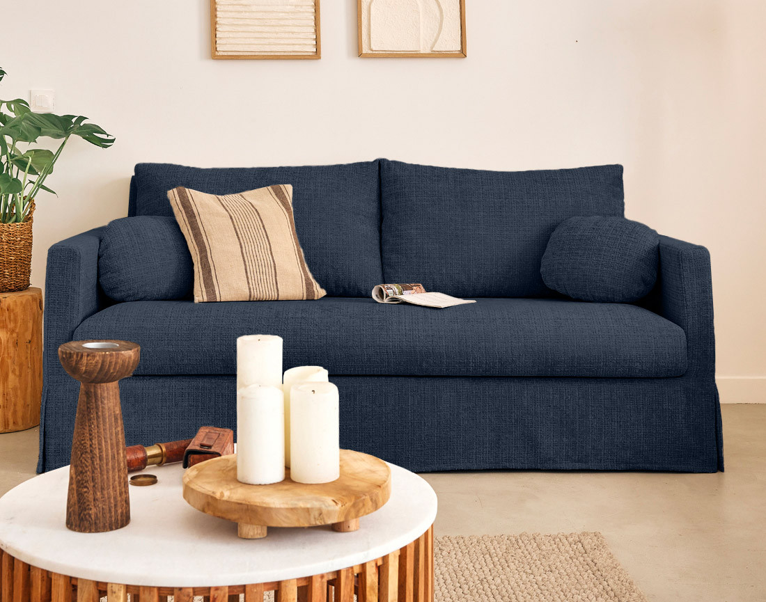 Housse en velours texturé pour canapé 3 places Serena