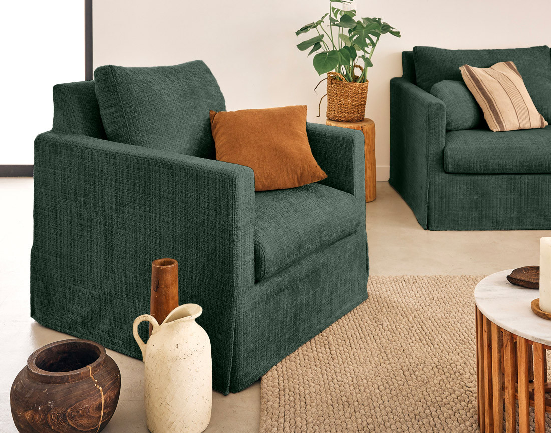 Housse en velours texturé pour fauteuil Serena