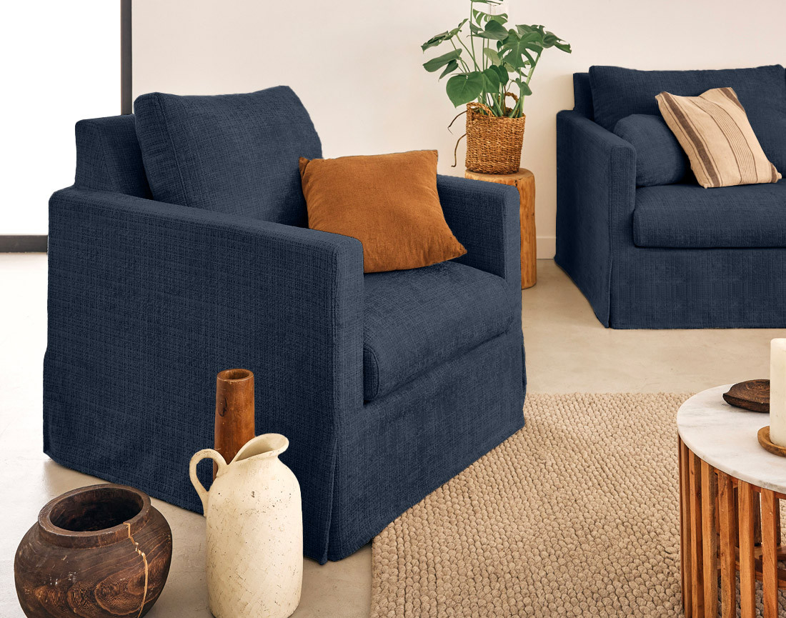 Housse en velours texturé pour fauteuil Serena