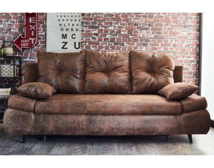 Canapé droit 3 places convertible avec coffre style industriel Larson