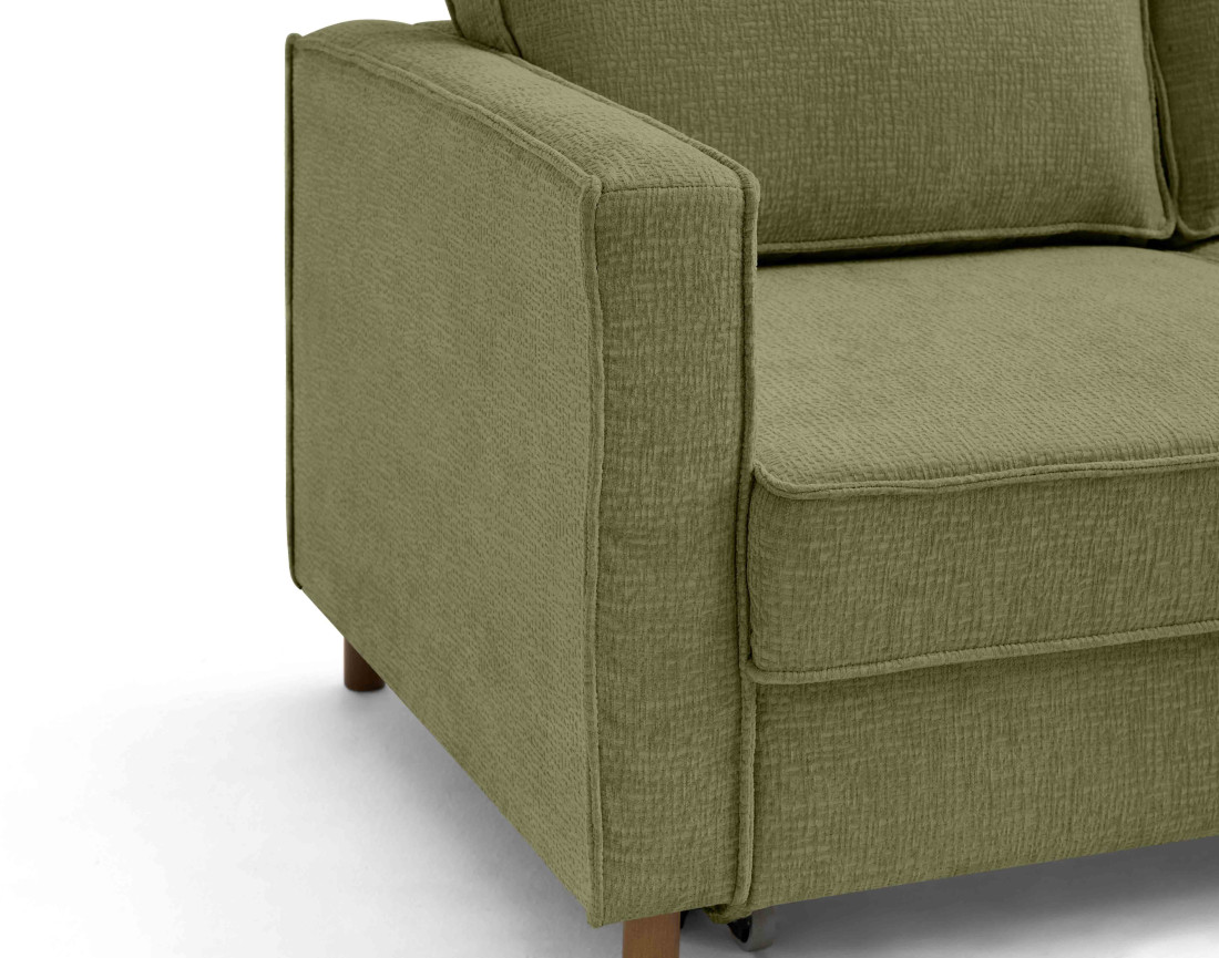 Canapé d'angle droit 4 places convertible en tissu velours relief Jake