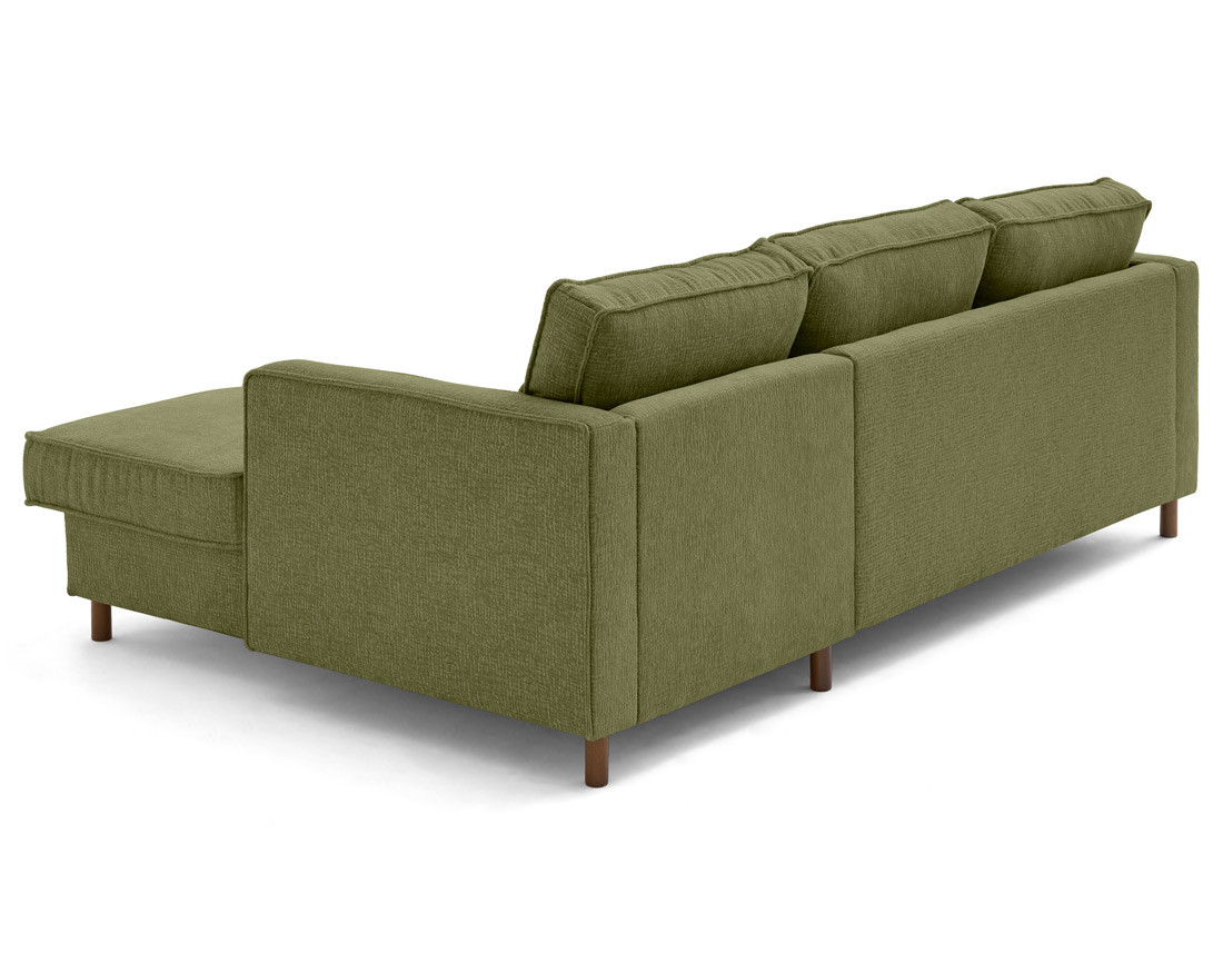 Canapé d'angle droit 4 places convertible en tissu velours relief Jake