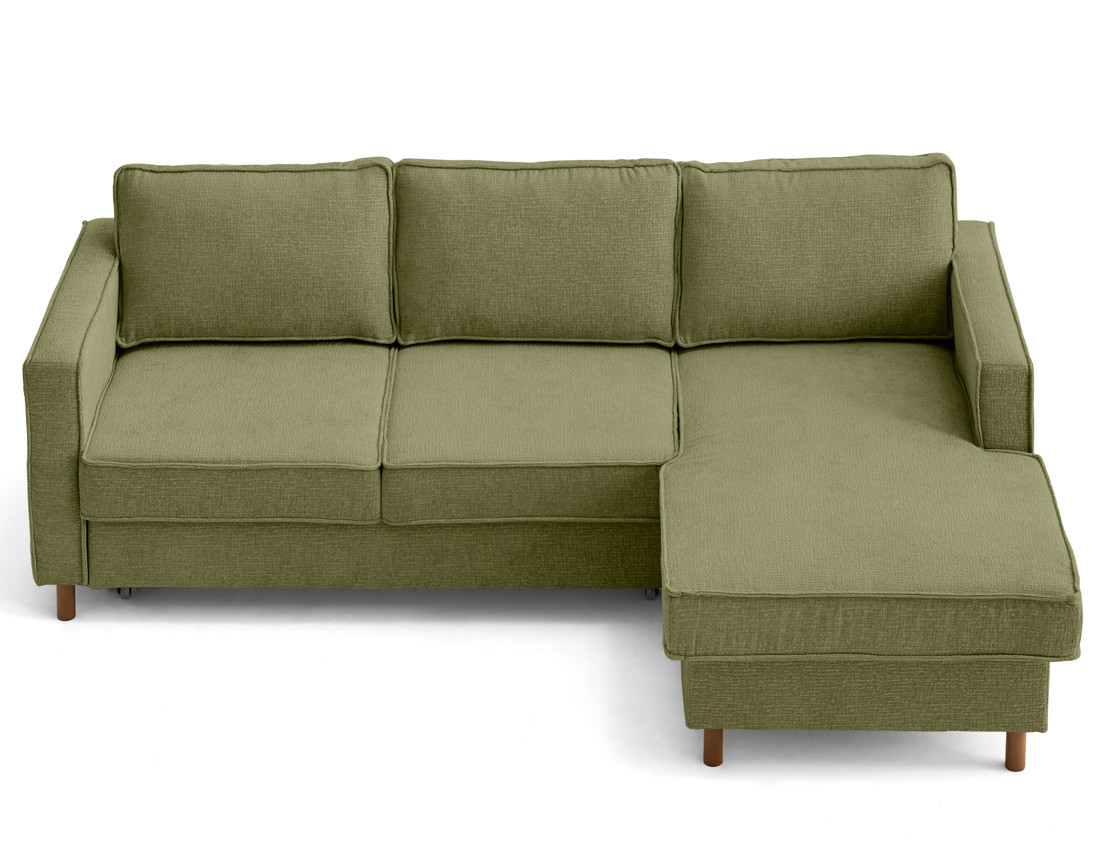 Canapé d'angle droit 4 places convertible en tissu velours relief Jake