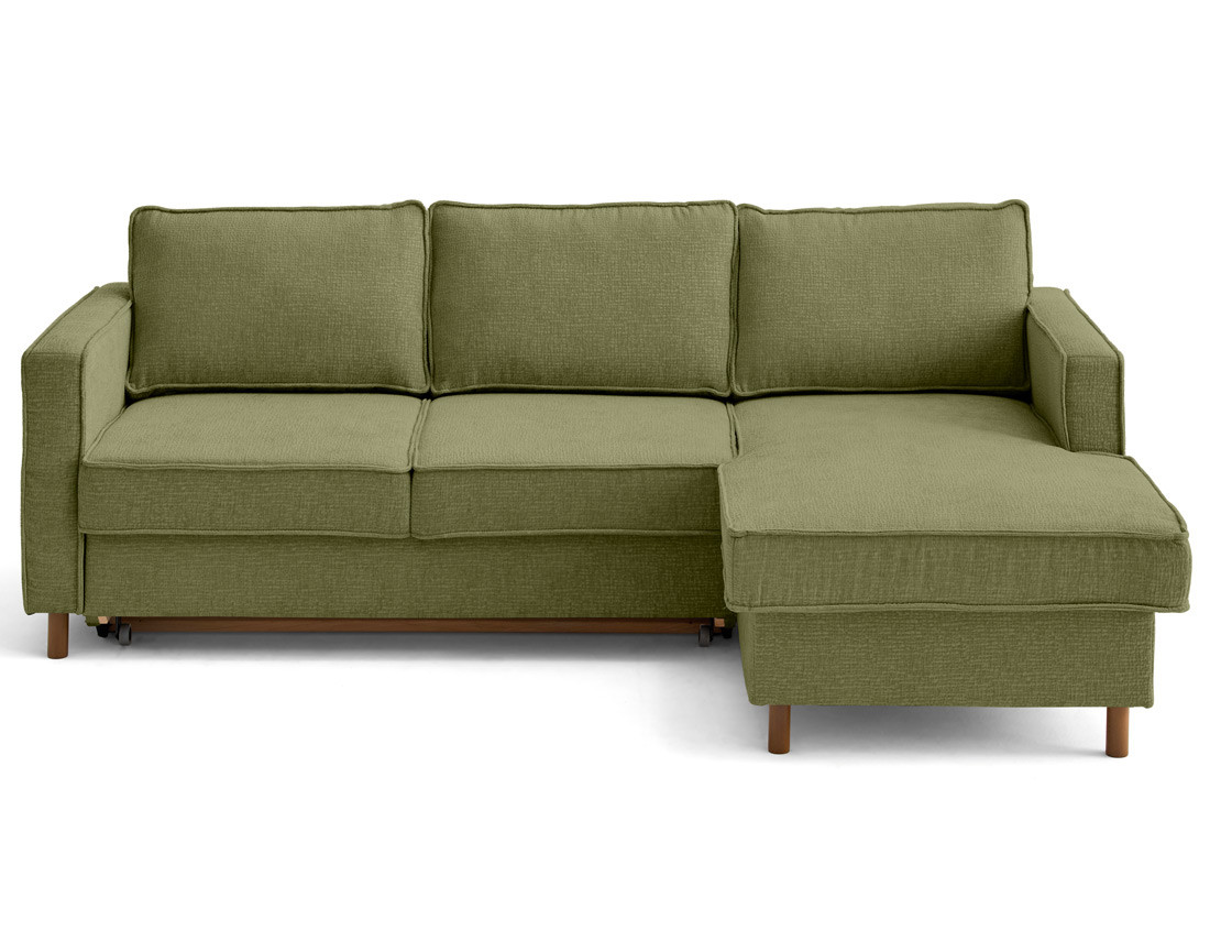 Canapé d'angle droit 4 places convertible en tissu velours relief Jake