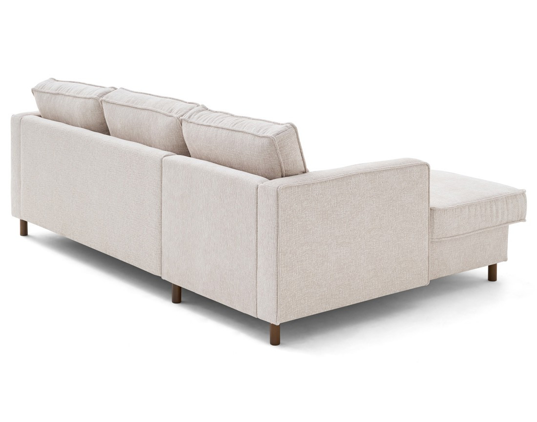 Canapé d'angle gauche 4 places convertible en tissu velours relief Jake