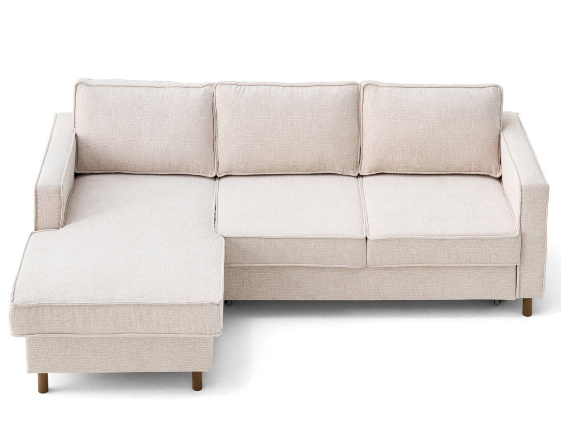 Canapé d'angle gauche 4 places convertible en tissu velours relief Jake