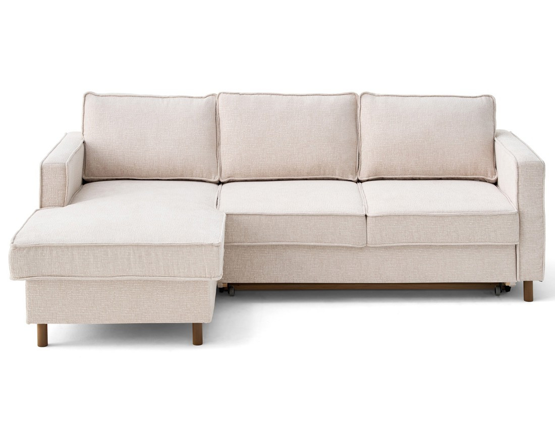 Canapé d'angle gauche 4 places convertible en tissu velours relief Jake