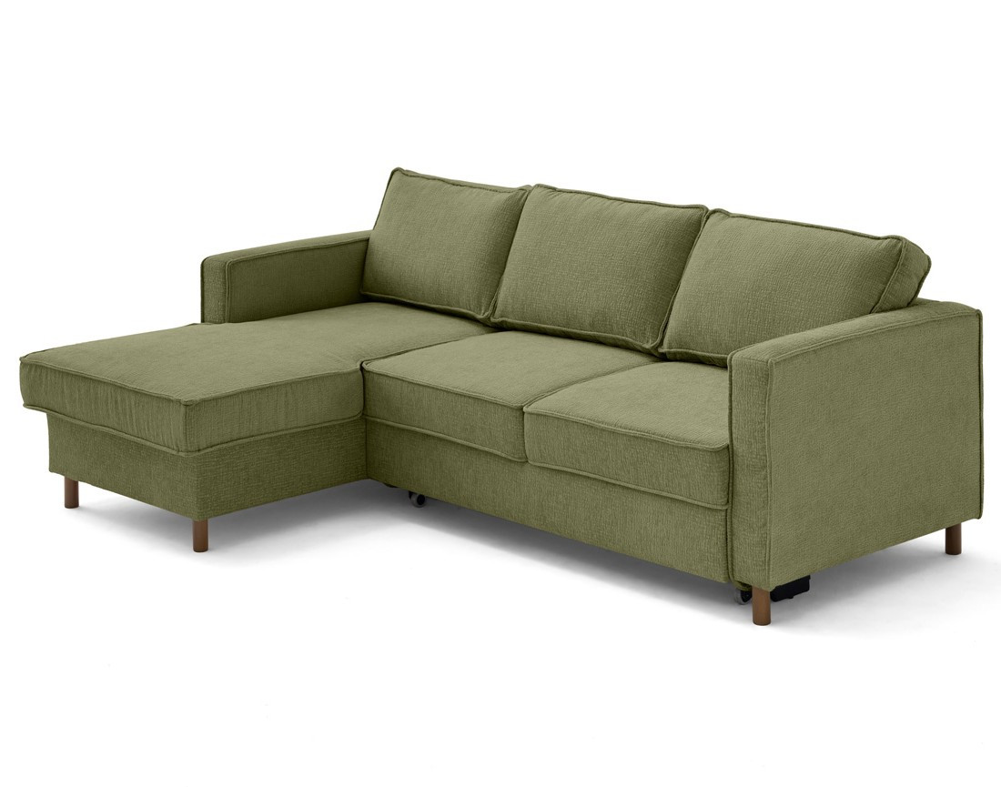 Canapé d'angle gauche 4 places convertible en tissu velours relief Jake