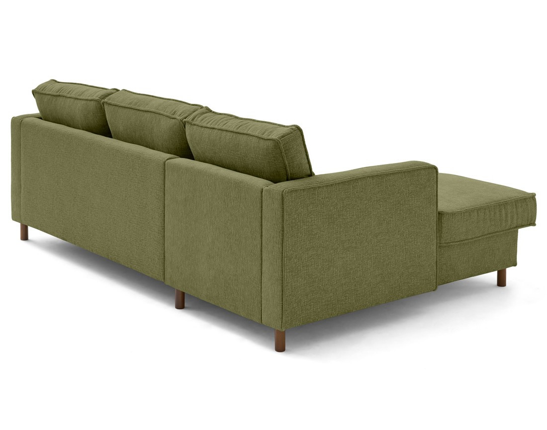 Canapé d'angle gauche 4 places convertible en tissu velours relief Jake