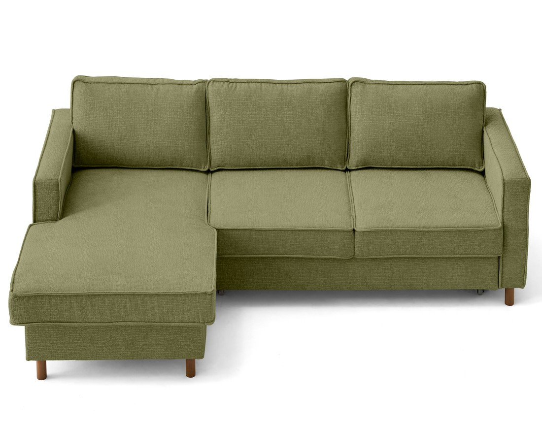 Canapé d'angle gauche 4 places convertible en tissu velours relief Jake