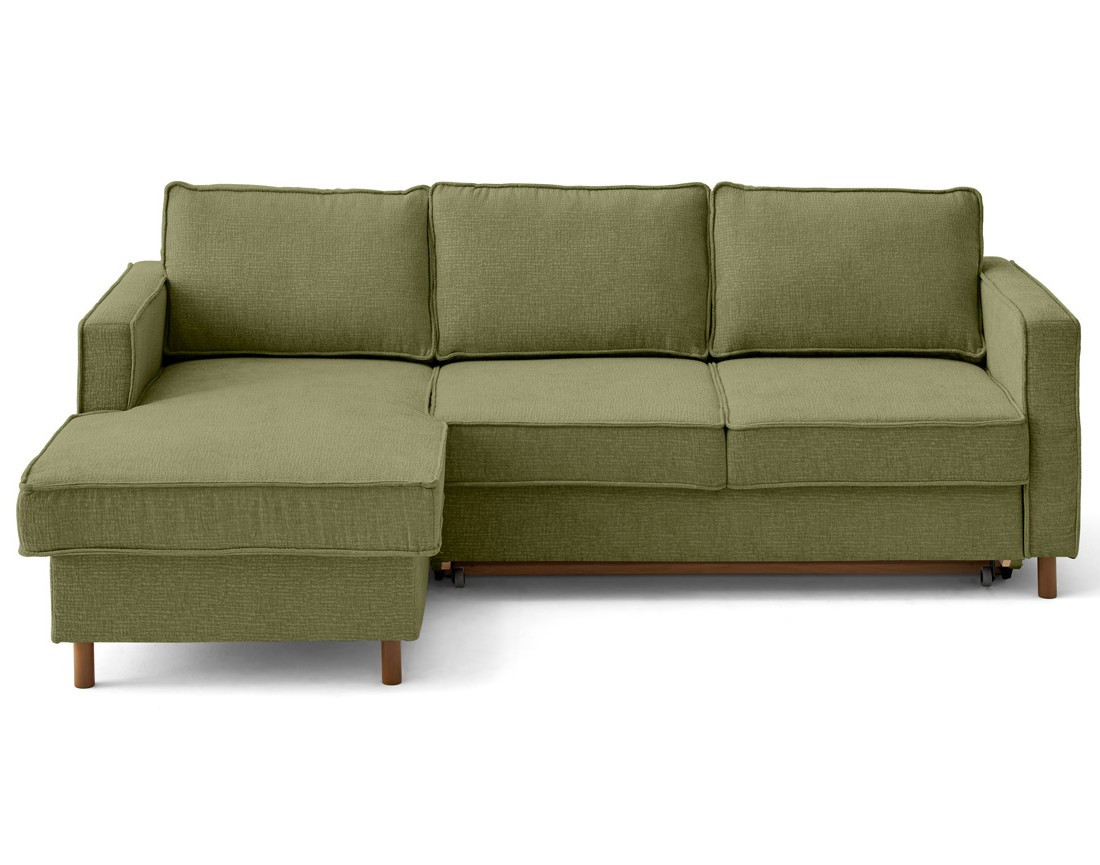 Canapé d'angle gauche 4 places convertible en tissu velours relief Jake