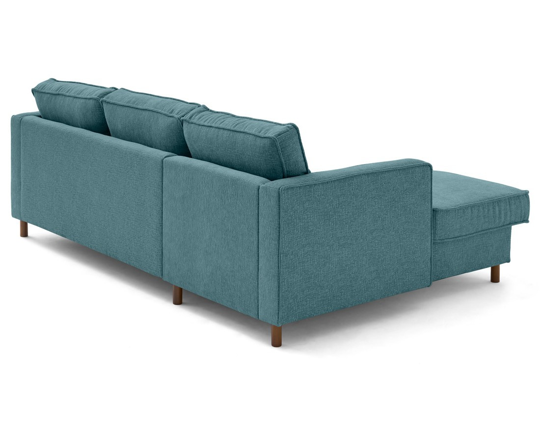 Canapé d'angle gauche 4 places convertible en tissu velours relief Jake
