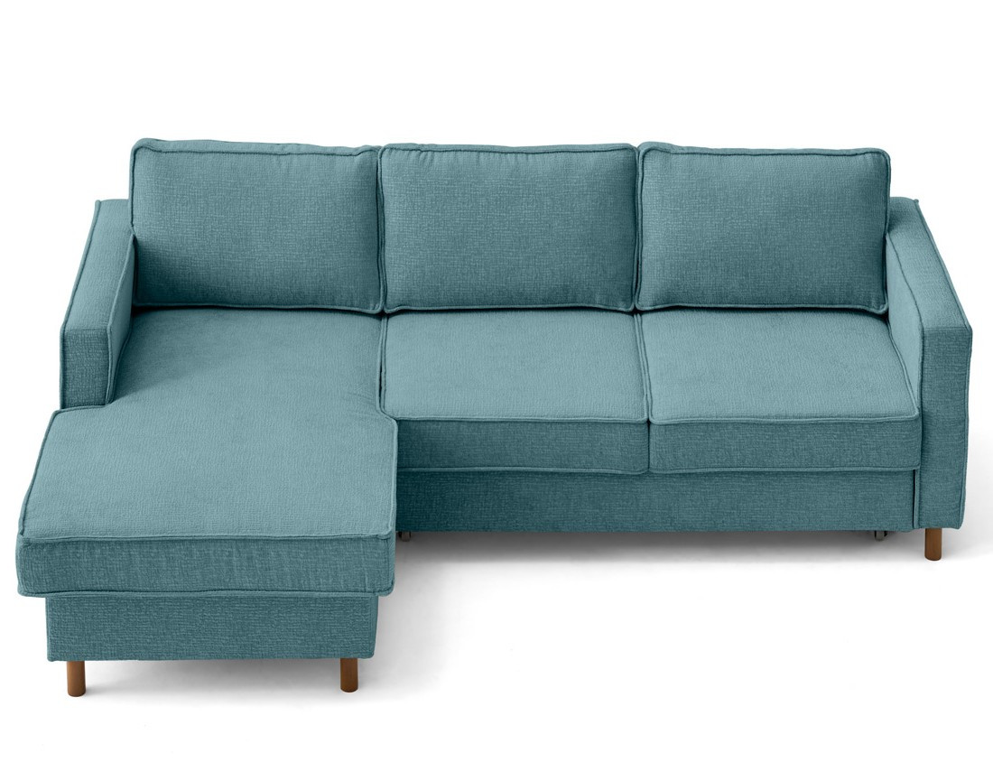 Canapé d'angle gauche 4 places convertible en tissu velours relief Jake