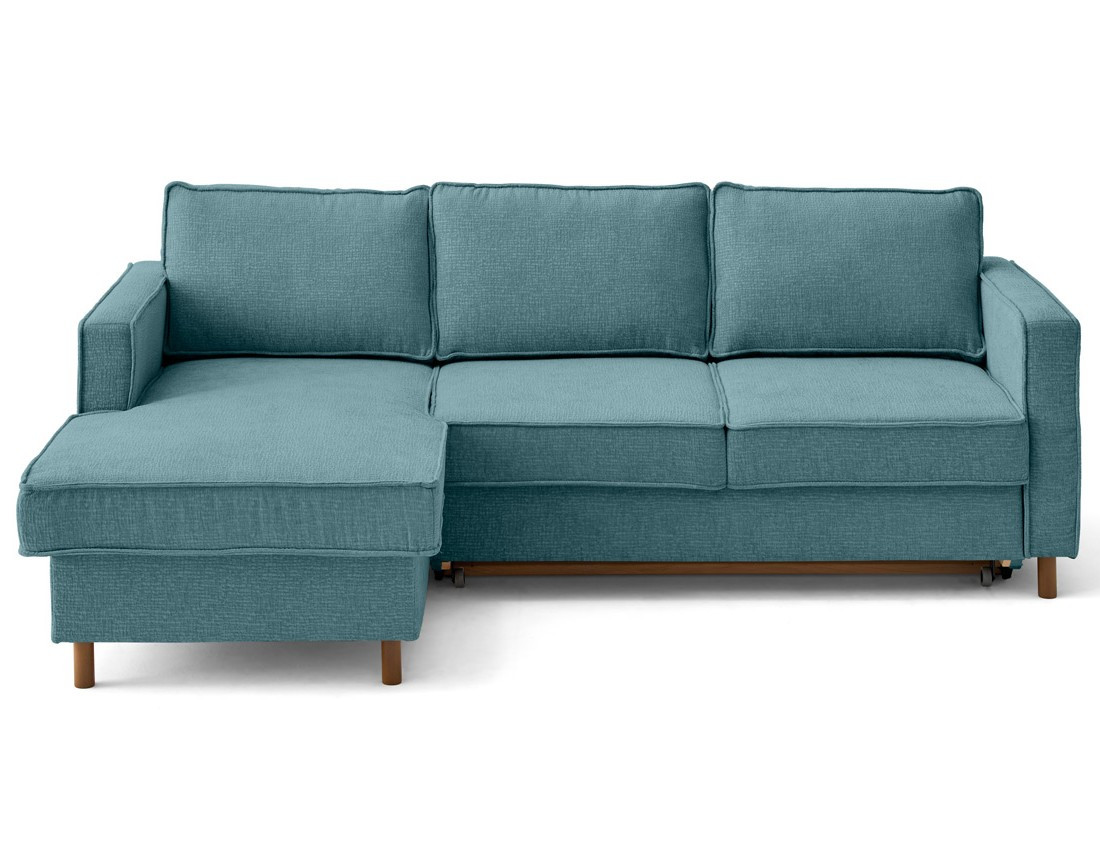Canapé d'angle gauche 4 places convertible en tissu velours relief Jake