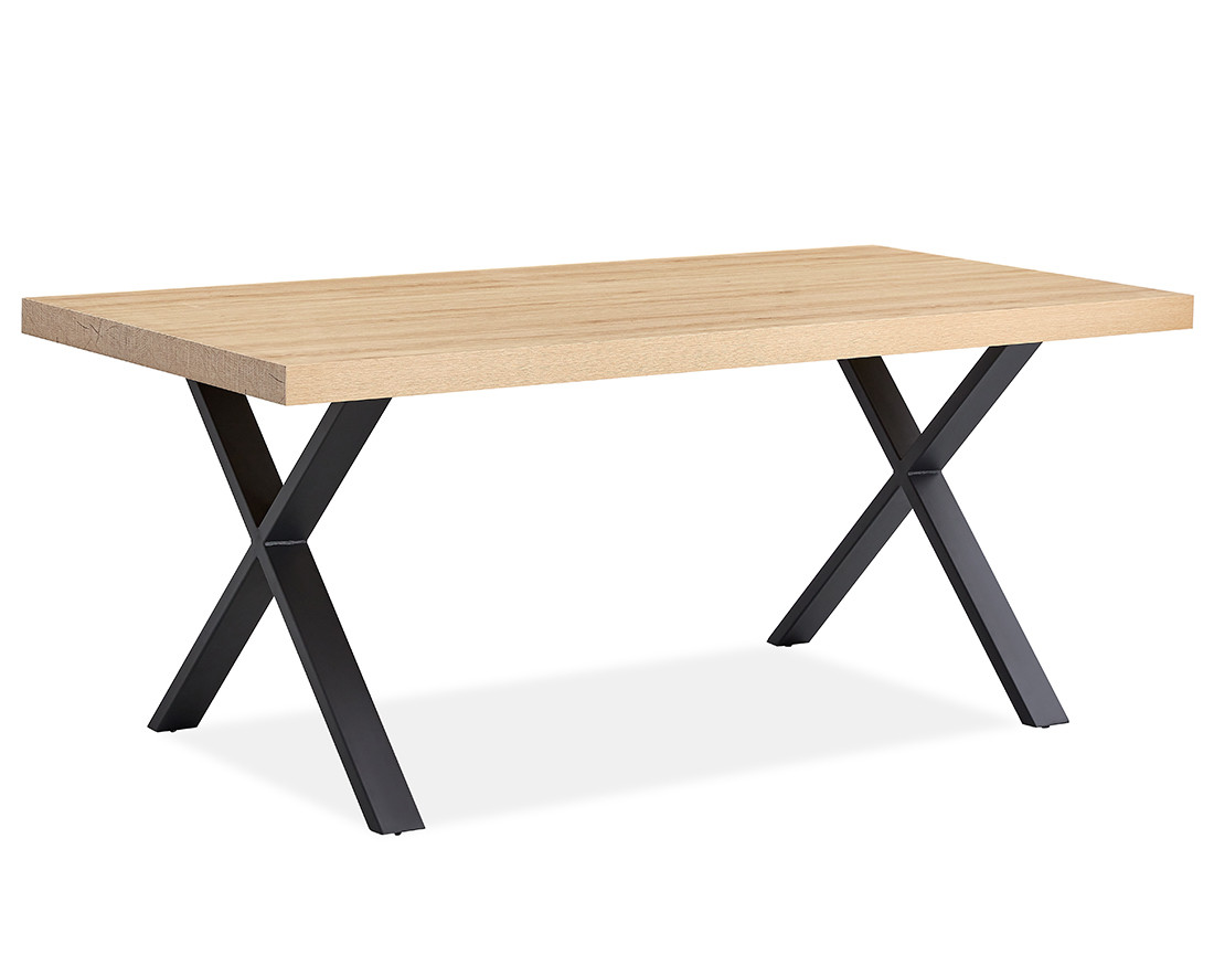 Table à manger bois et noir 6 personnes Elsa