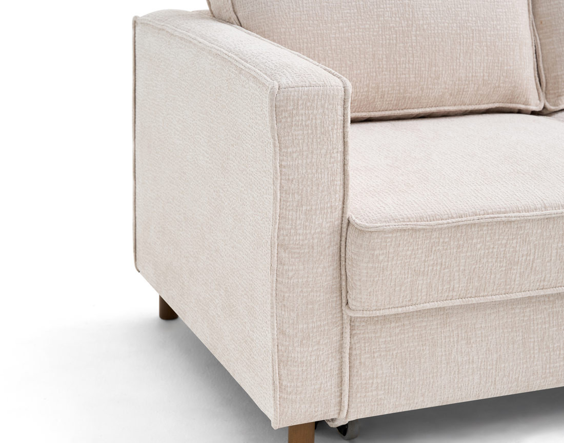 Canapé d'angle droit 5 places convertible en tissu velours relief Jake