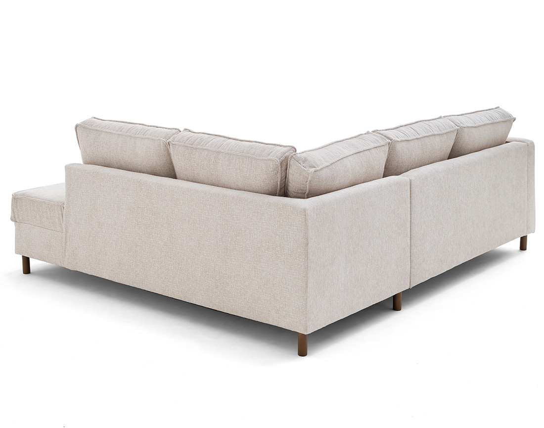 Canapé d'angle droit 5 places convertible en tissu velours relief Jake