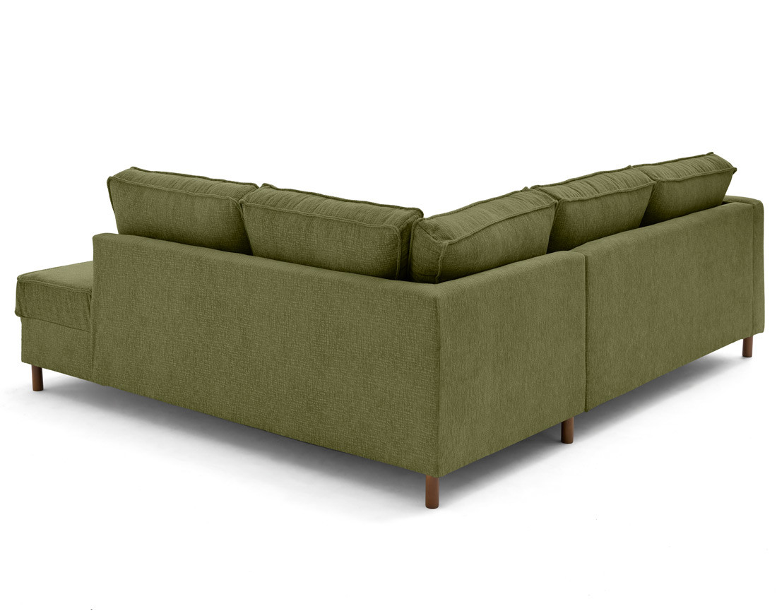 Canapé d'angle droit 5 places convertible en tissu velours relief Jake