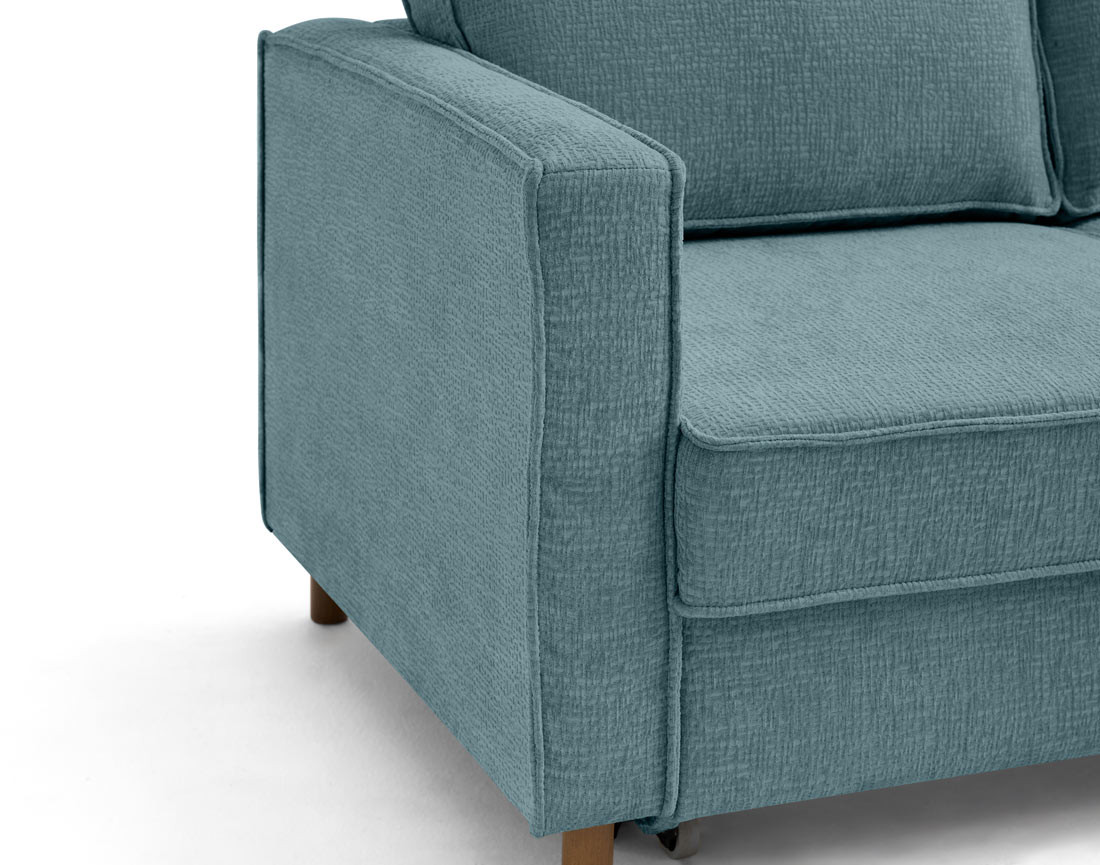 Canapé d'angle droit 5 places convertible en tissu velours relief Jake
