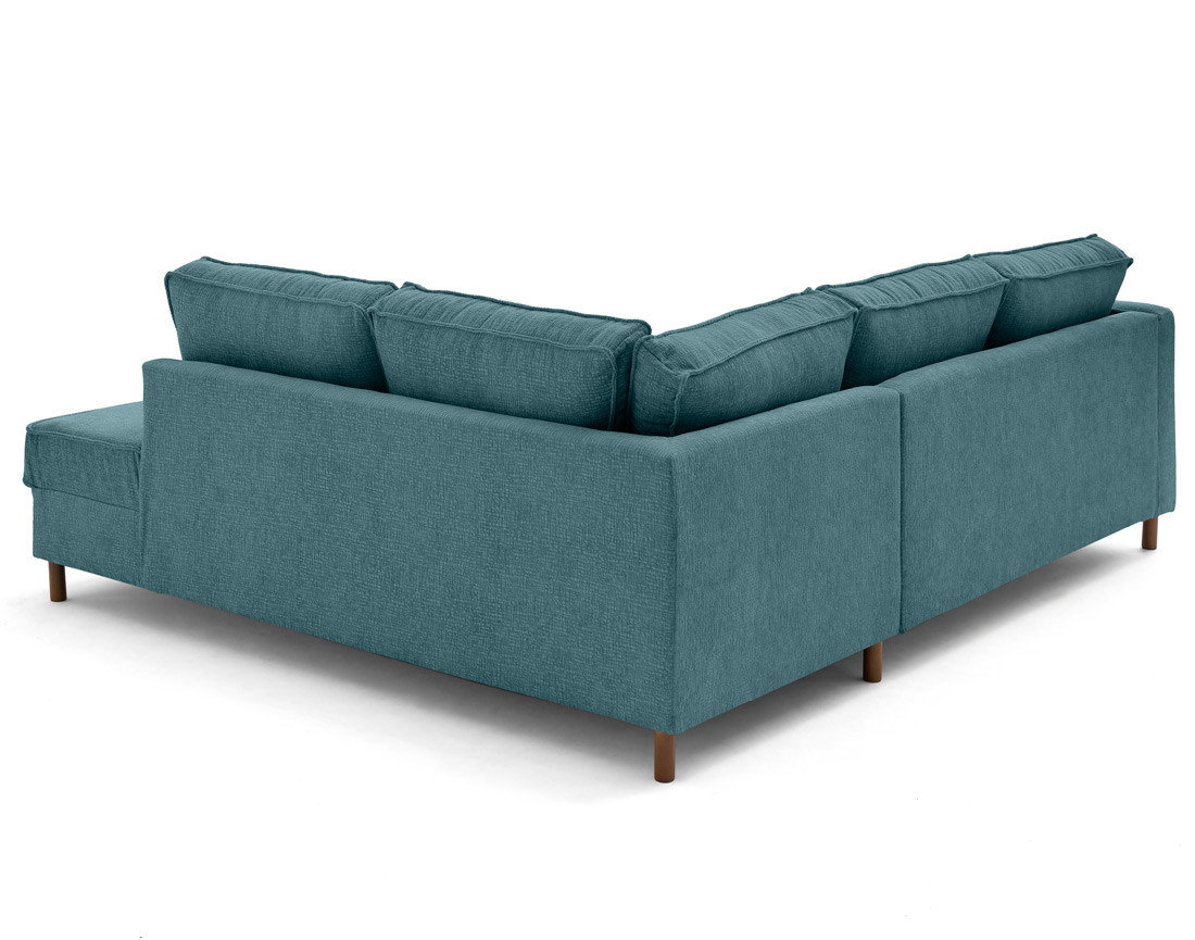 Canapé d'angle droit 5 places convertible en tissu velours relief Jake