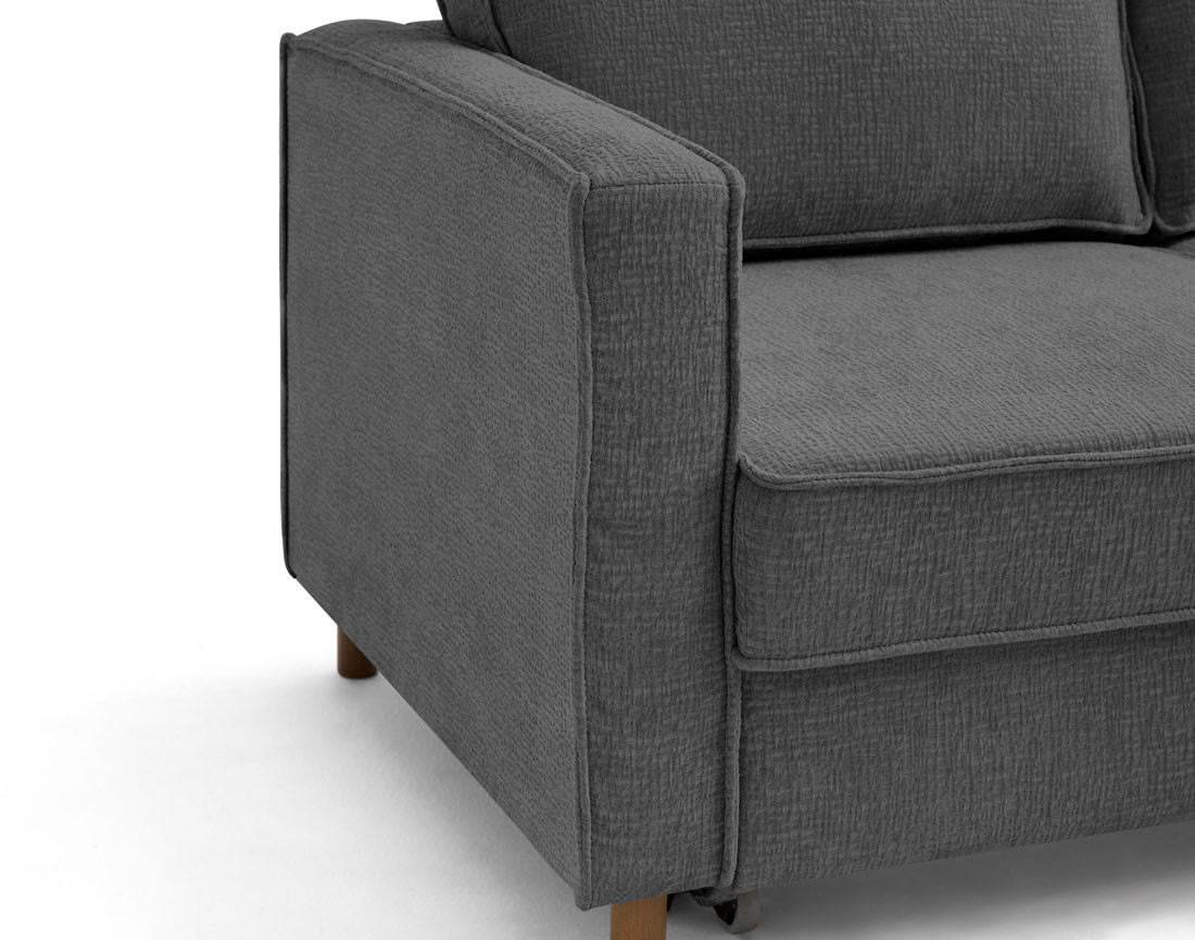 Canapé d'angle droit 5 places convertible en tissu velours relief Jake