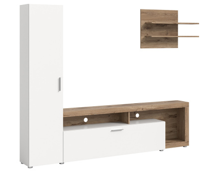 Ensemble meuble TV bois et blanc 218 cm Bromley