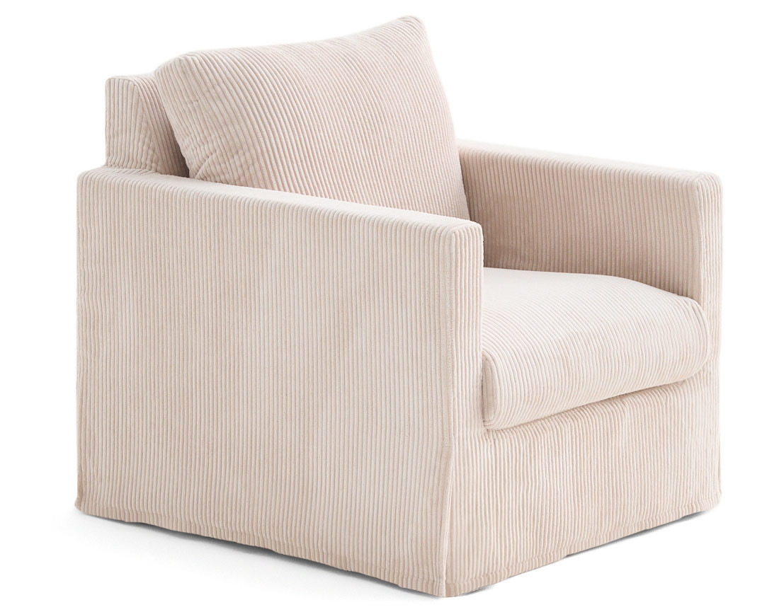 Fauteuil déhoussable en velours côtelé Serena