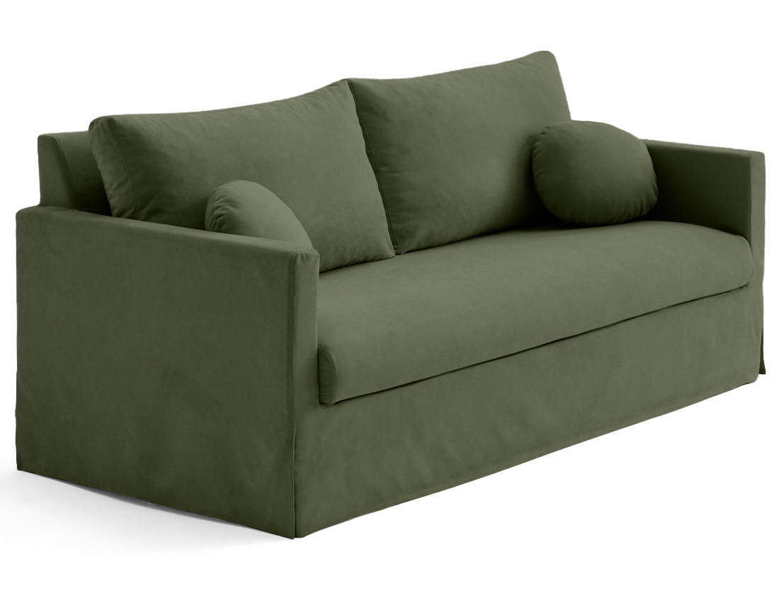 Canapé droit déhoussable 3 places en tissu Serena