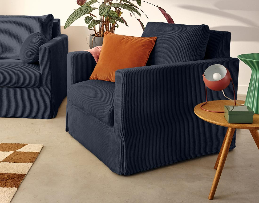 Housse en velours côtelé pour fauteuil Serena