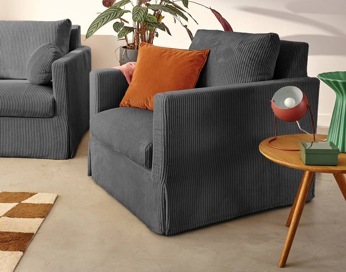 Housse en velours côtelé pour fauteuil Serena