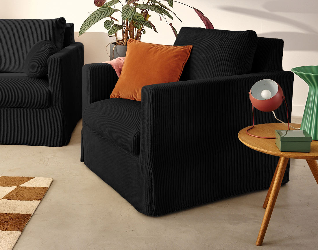 Housse en velours côtelé pour fauteuil Serena
