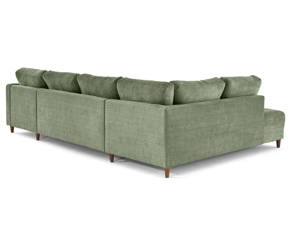 Canapé panoramique d'angle gauche 7 places convertible avec coffre en velours texturé Anna