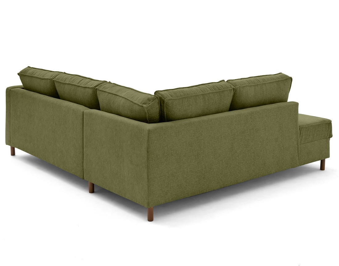 Canapé d'angle gauche 5 places convertible en tissu velours relief Jake