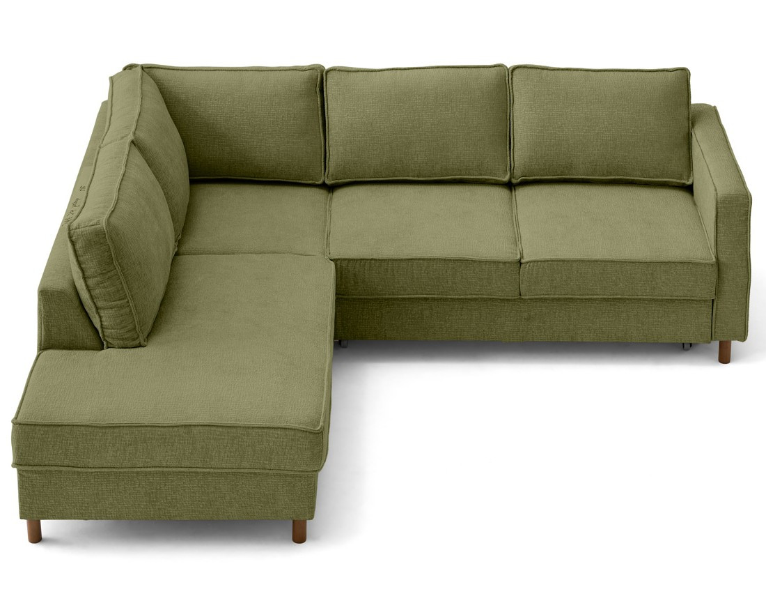 Canapé d'angle gauche 5 places convertible en tissu velours relief Jake