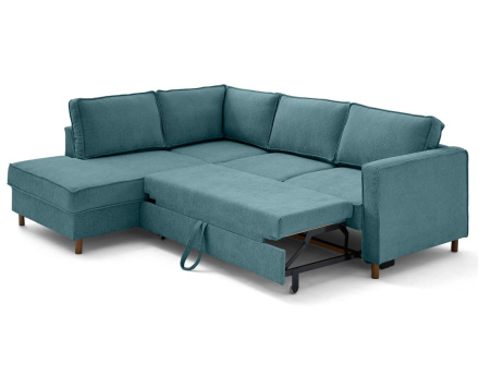 Canapé d'angle gauche 5 places convertible en tissu velours relief Jake