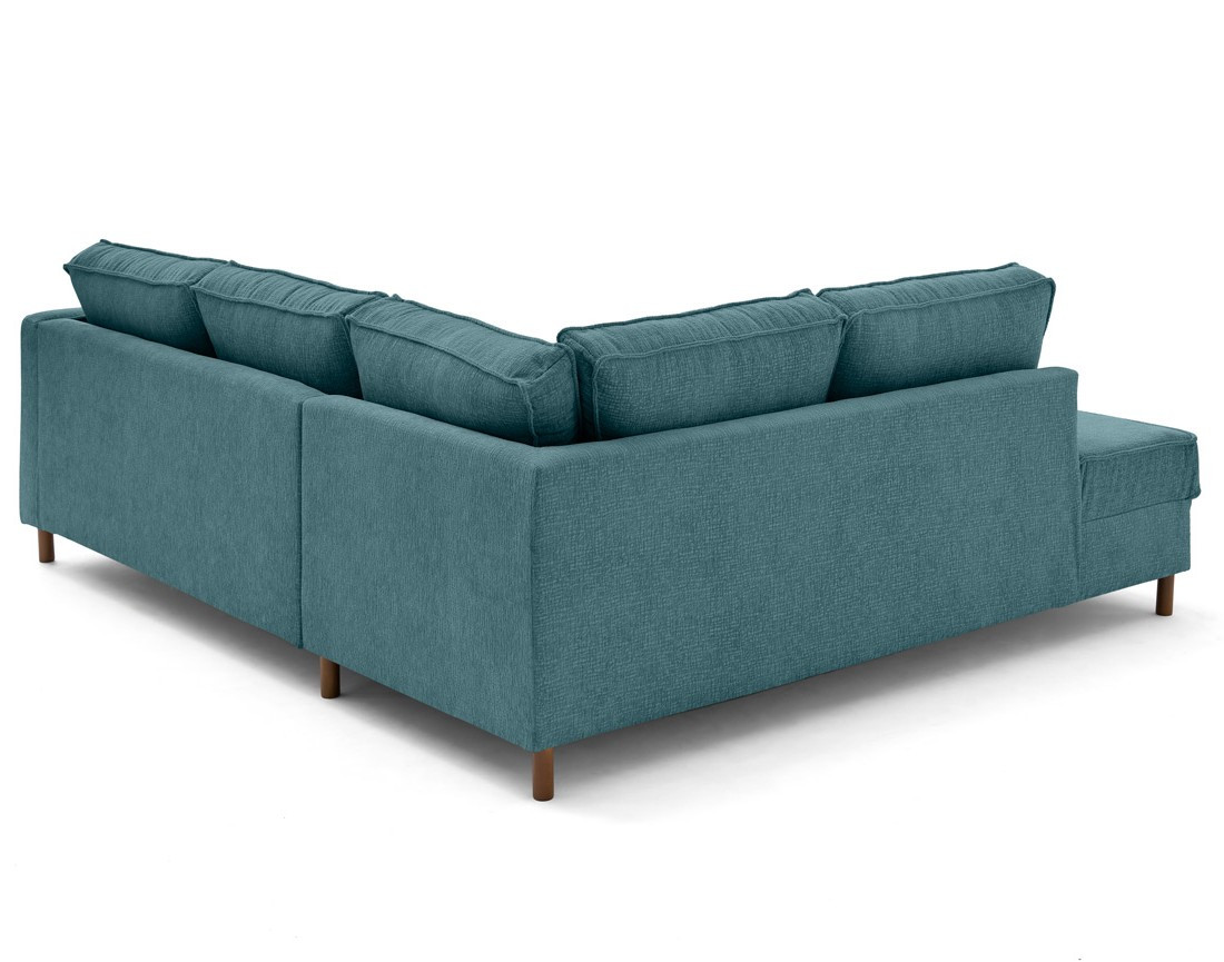 Canapé d'angle gauche 5 places convertible en tissu velours relief Jake