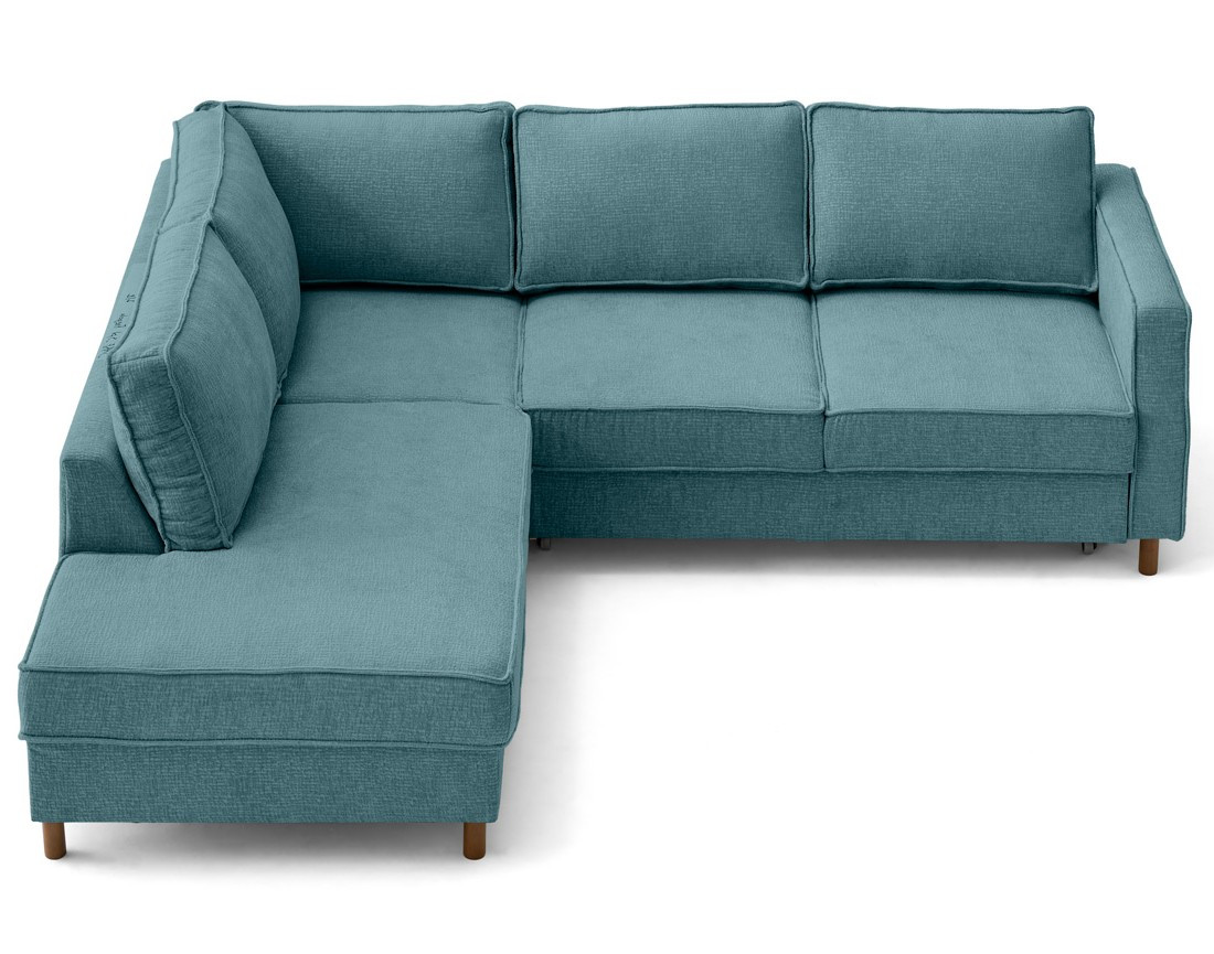 Canapé d'angle gauche 5 places convertible en tissu velours relief Jake