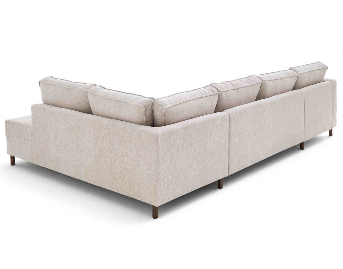 Canapé panoramique 7 places convertible d'angle droit en tissu velours relief Jake