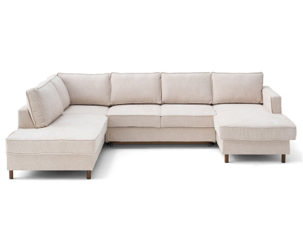 Canapé panoramique 7 places convertible d'angle gauche en tissu velours relief Jake
