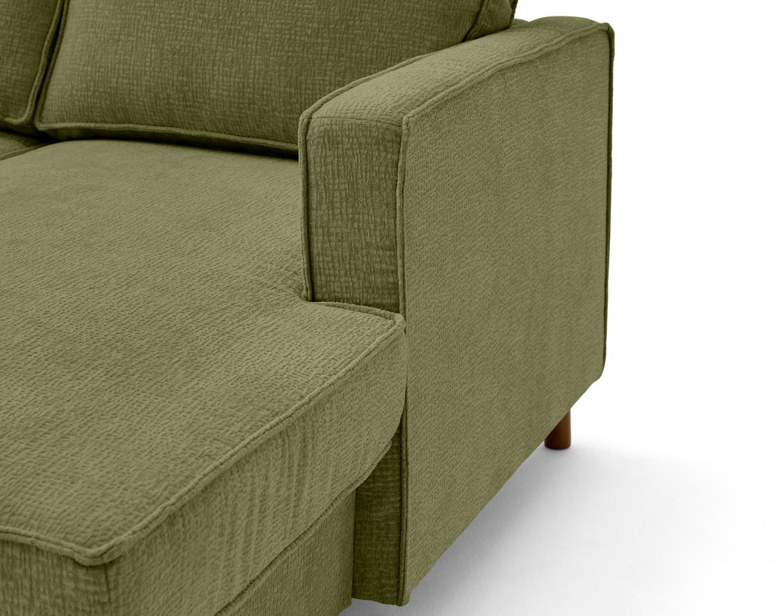 Canapé panoramique 7 places convertible d'angle gauche en tissu velours relief Jake