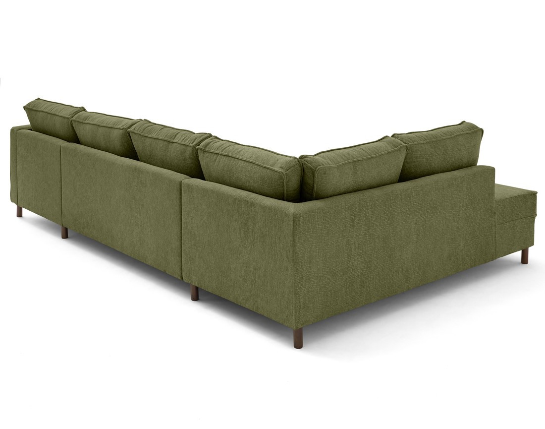 Canapé panoramique 7 places convertible d'angle gauche en tissu velours relief Jake