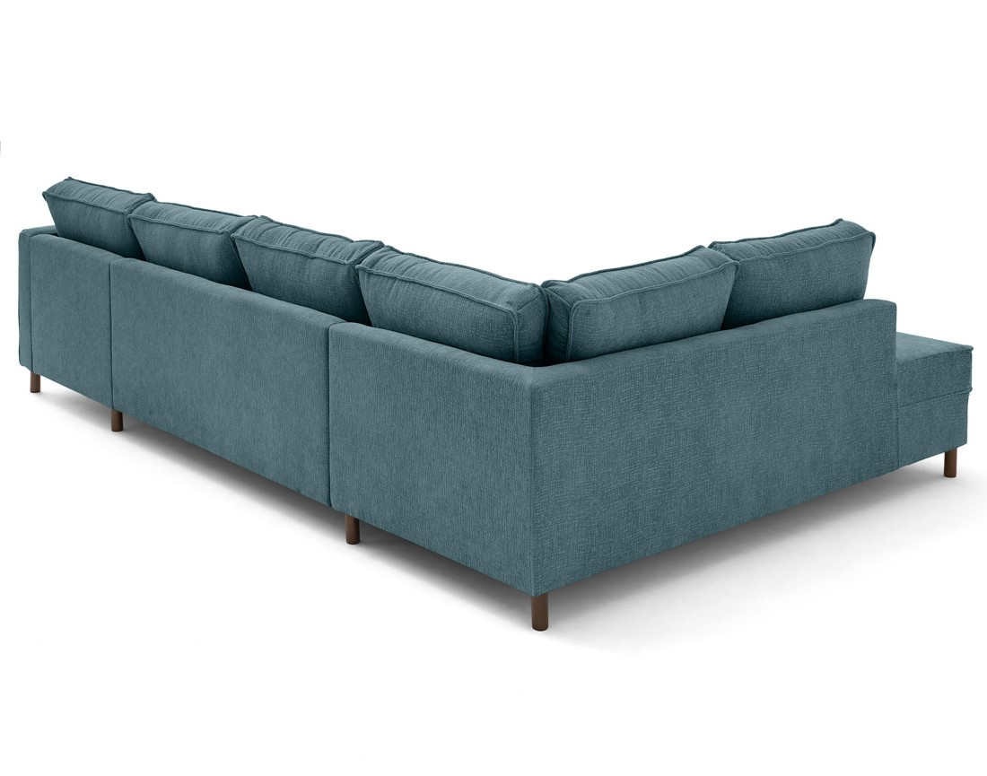 Canapé panoramique 7 places convertible d'angle gauche en tissu velours relief Jake