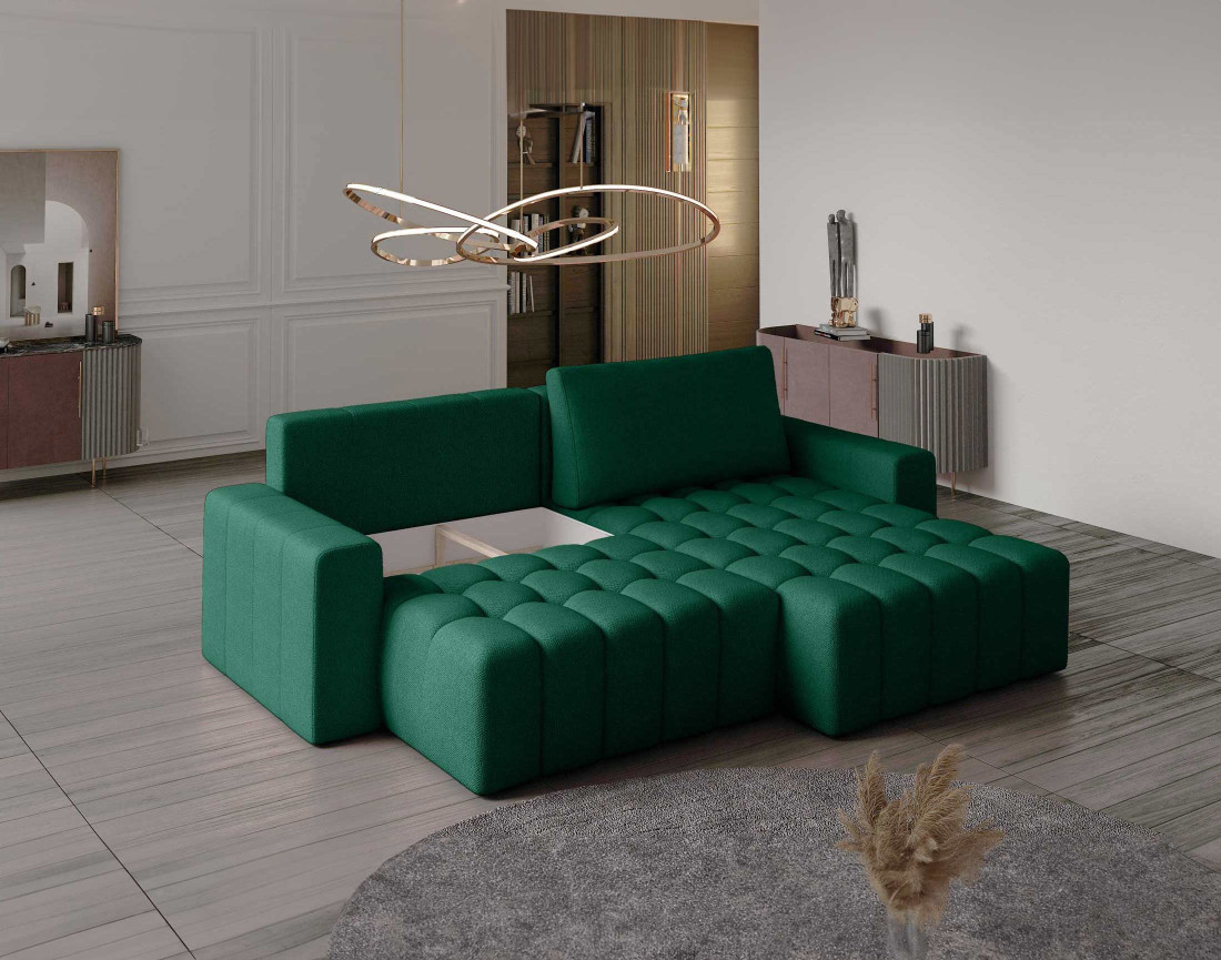 Canapé d'angle droit 4 places convertible en velours Cordova