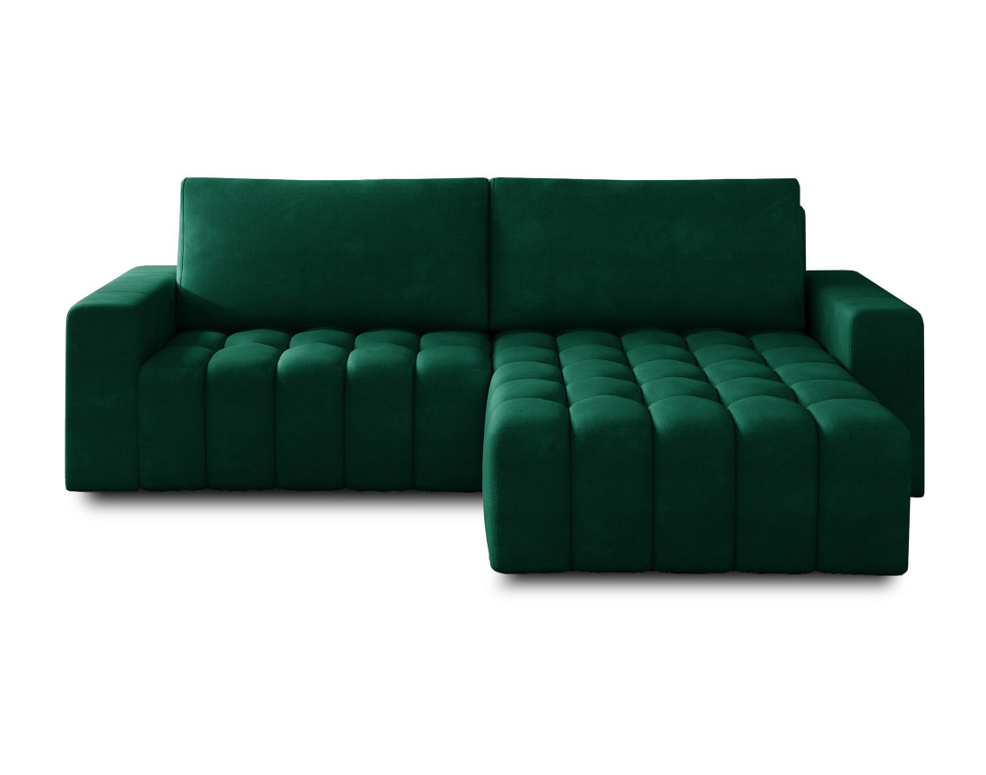 Canapé d'angle droit 4 places convertible en velours Cordova